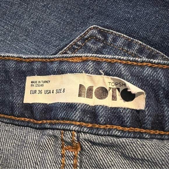 MOTO Blue Jean Skirt Frayed Bottom Size 4 - Picture 6 of 10